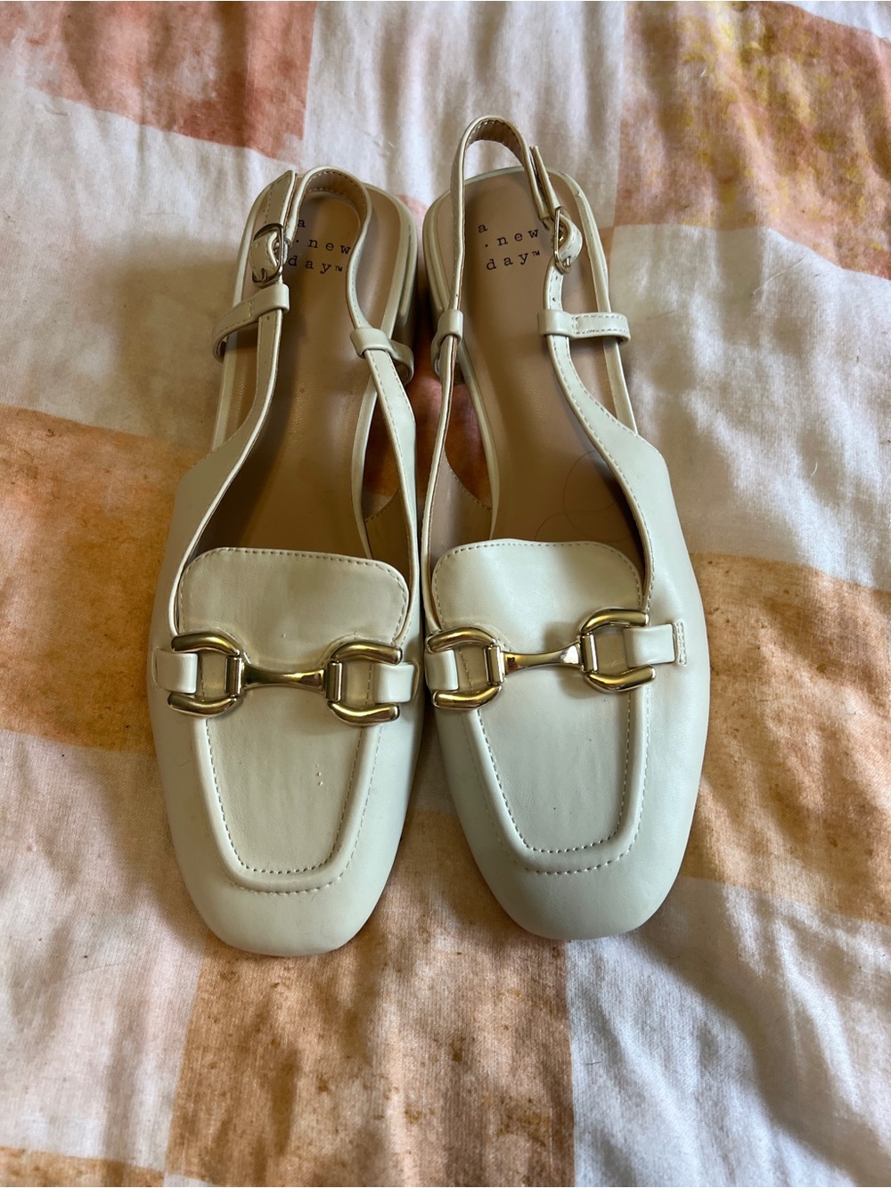 a new day Cream Slingback Loafer Mules with Gold Hardware - Picture 2 of 5
